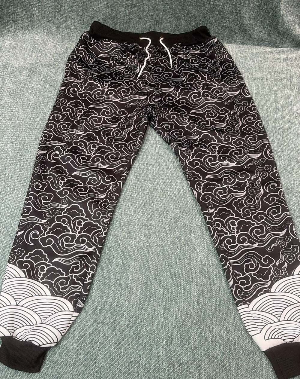 Yeezzi Black and White Cloud Pattern Casual Jogger Sweatpants XL